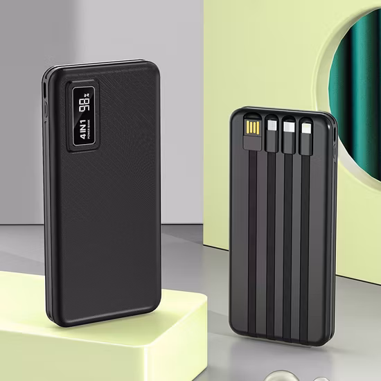 Tragbares Ladegerät, Powerbank 10.000 mAh, wird mit einem Vierdraht-Ladenetzteil für schnelles Aufladen geliefert